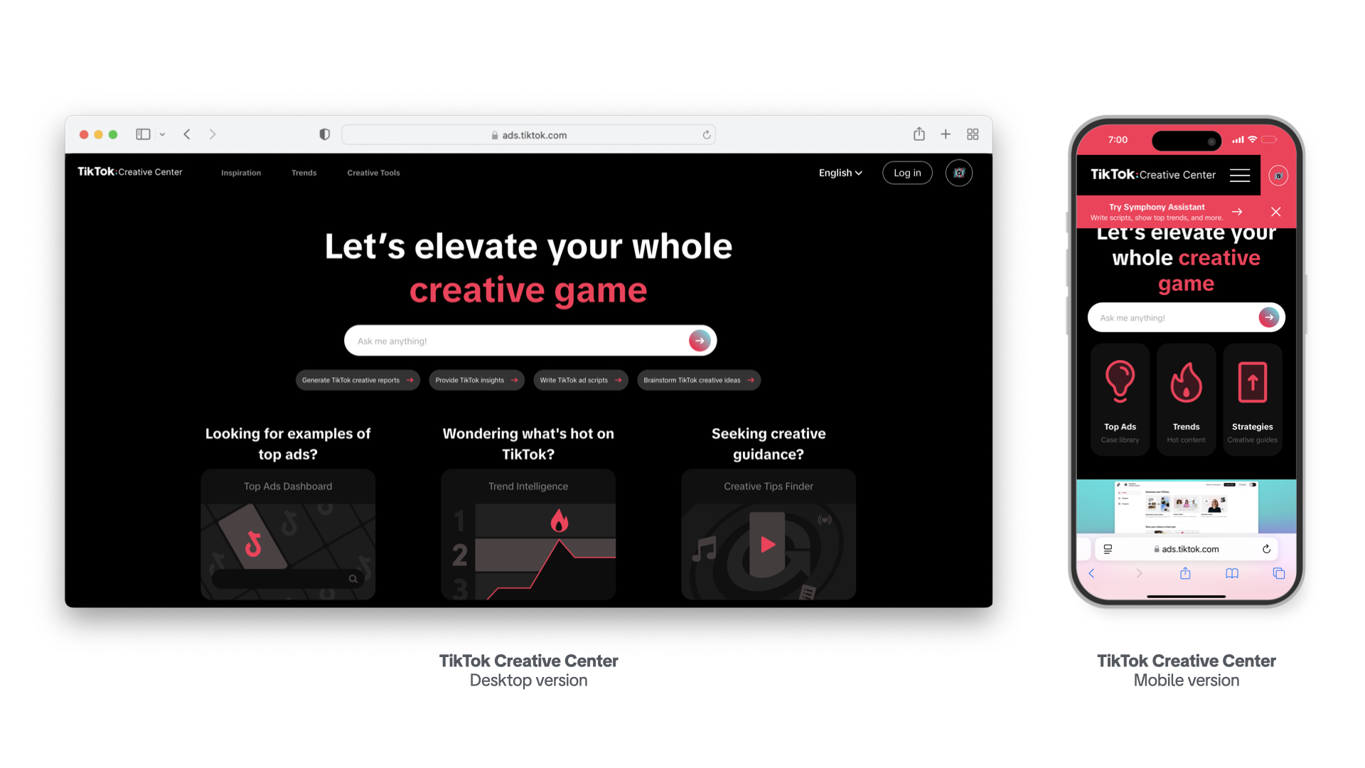 TikTok Symphony Assistant Interface
