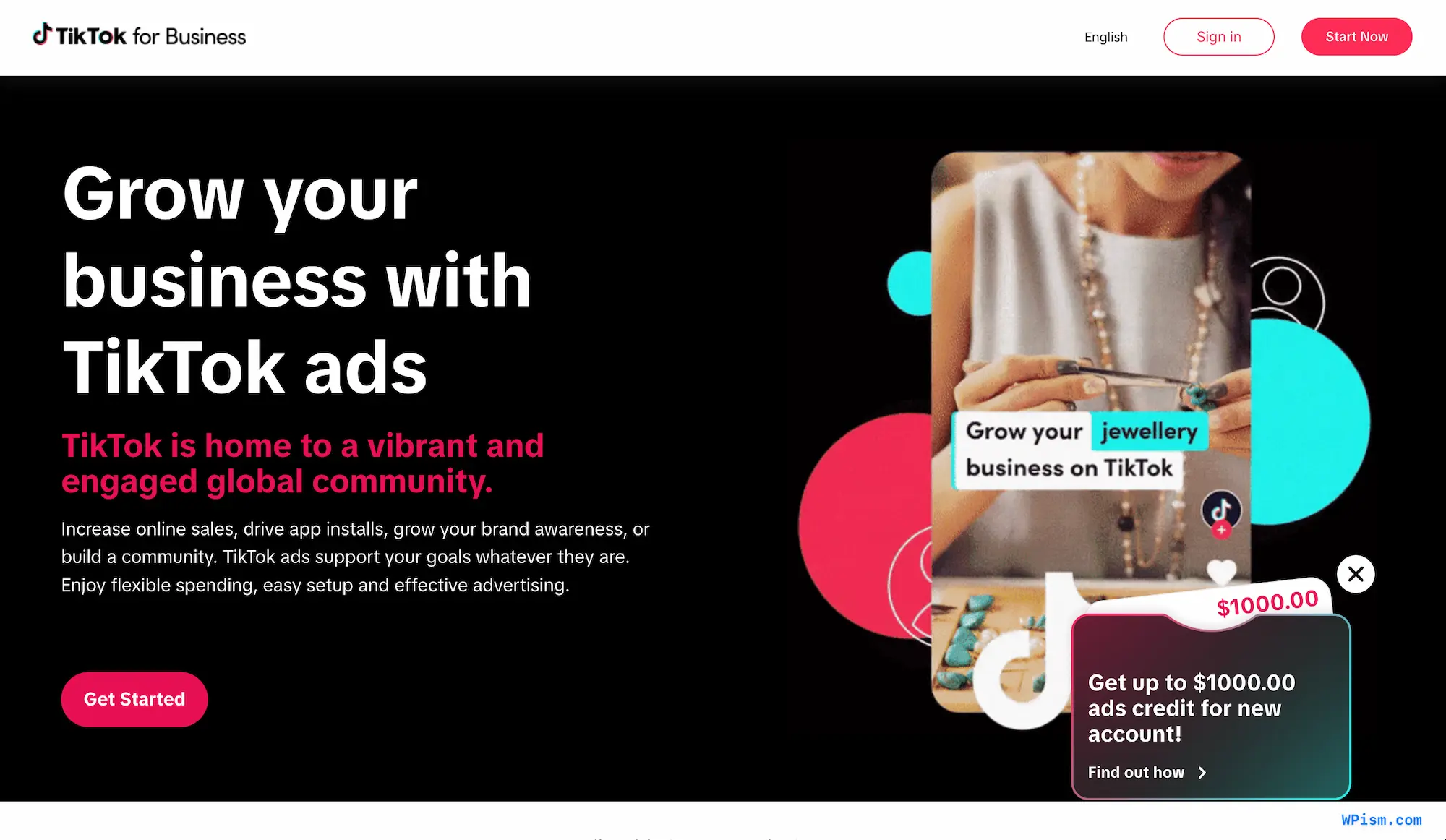 TikTok for Business promotional offer
