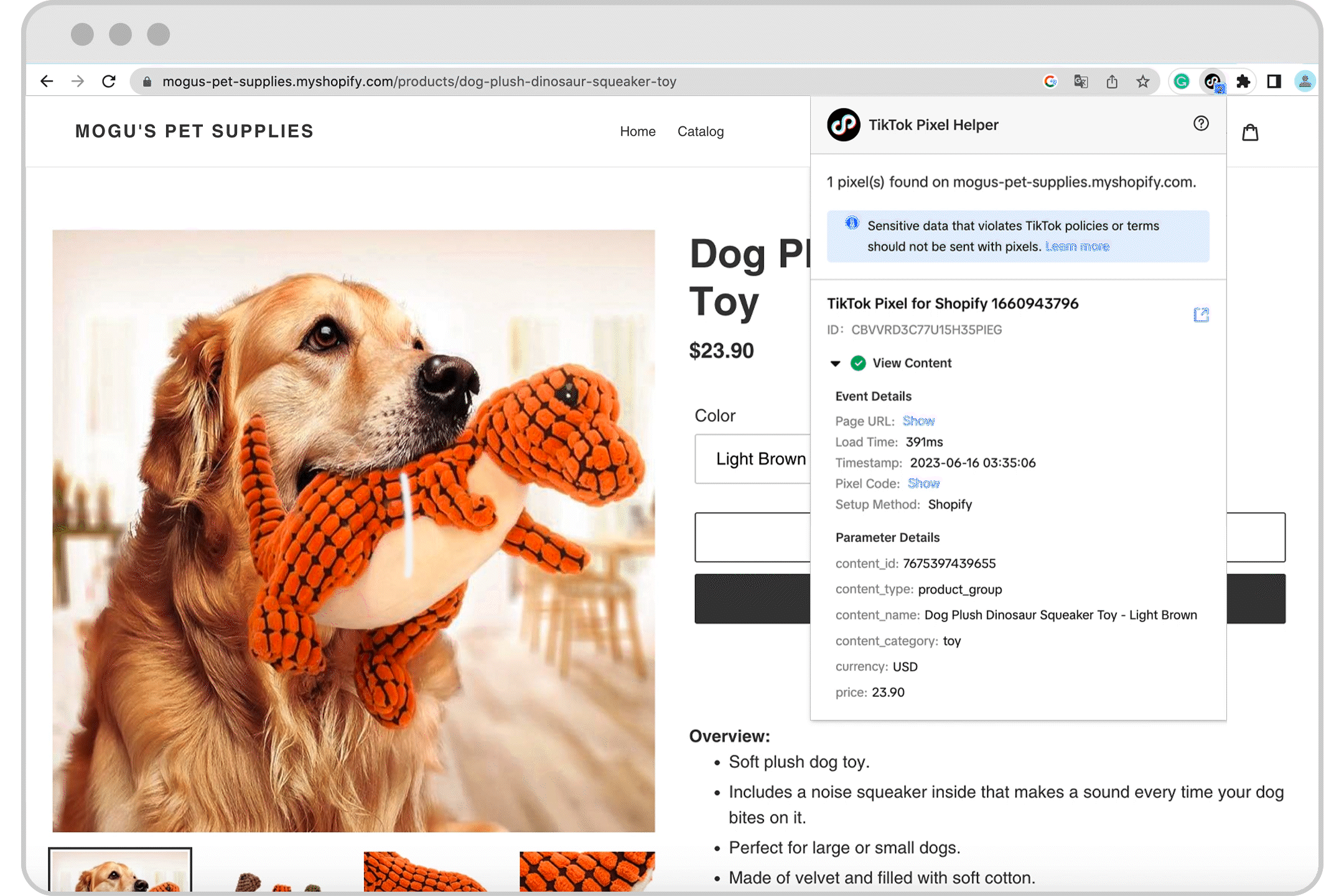 TikTok Pixel Helper in Action